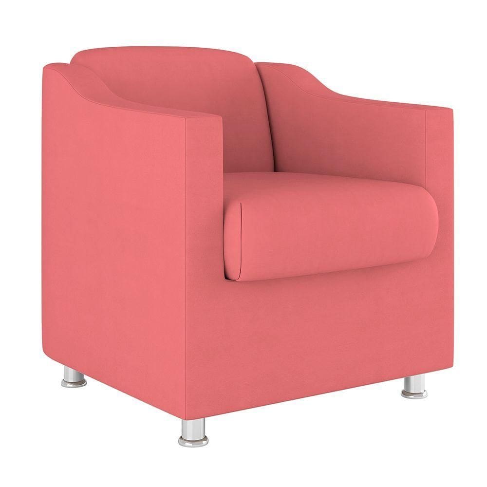 Cadeira Poltrona Decorativa Recepção Hospital Suede Cor:Rosa