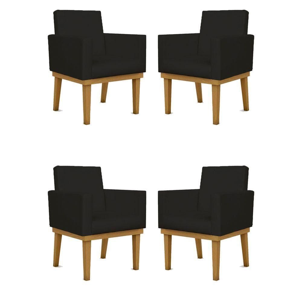 Kit 04 Cadeiras Courino Cor preto