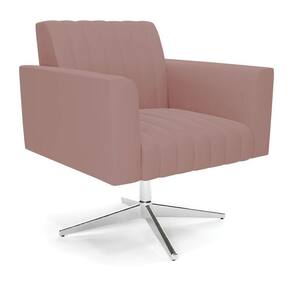 Poltrona Giratória Viena Gomada Veludo Base Cromada - D`rossi Cor Rose