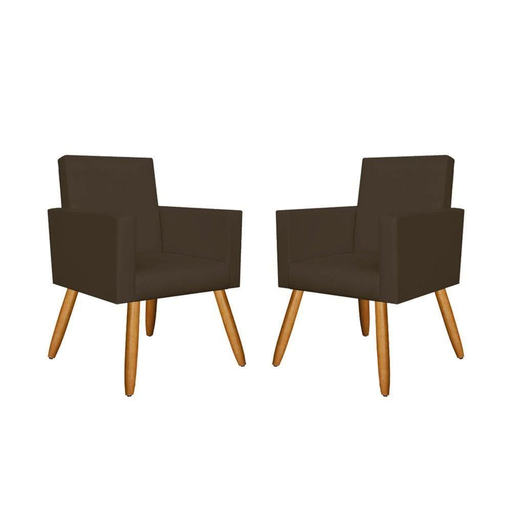 Kit 02 Poltronas Courino Marrom
