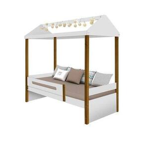 Cama Solteiro Sara Branco Mel Com Led