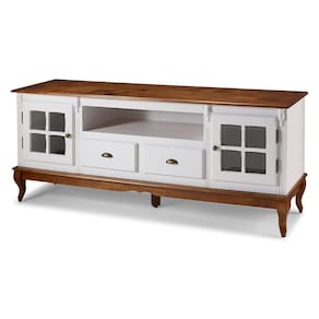 Rack De Madeira Com 2 Portas Vidro, 2 Gavetas E Nicho Hannover - M560812 Garapa - Verniz