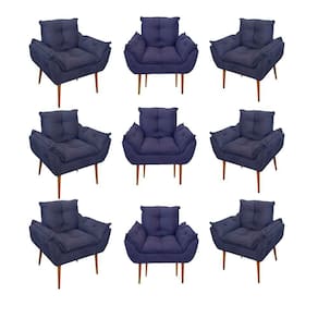 Kit 09 Cadeiras Poltronas Opala Clinica Salão Balaqui Decor Cor:azul Marinho