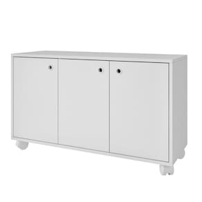 Rack Em Mdp 3 Portas 1 Prateleira E 4 Pés Com Rodízio Brv Móveis Branco