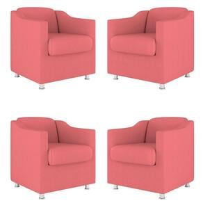 Kit 04 Poltronas Tilla Consultório Dentista Recepção Sala Cor:Rosa