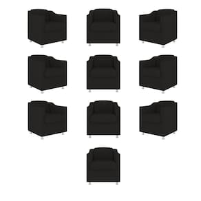 Kit 10 Cadeira Poltronas Decorativas Recepção Clinica Suede Cor:preto
