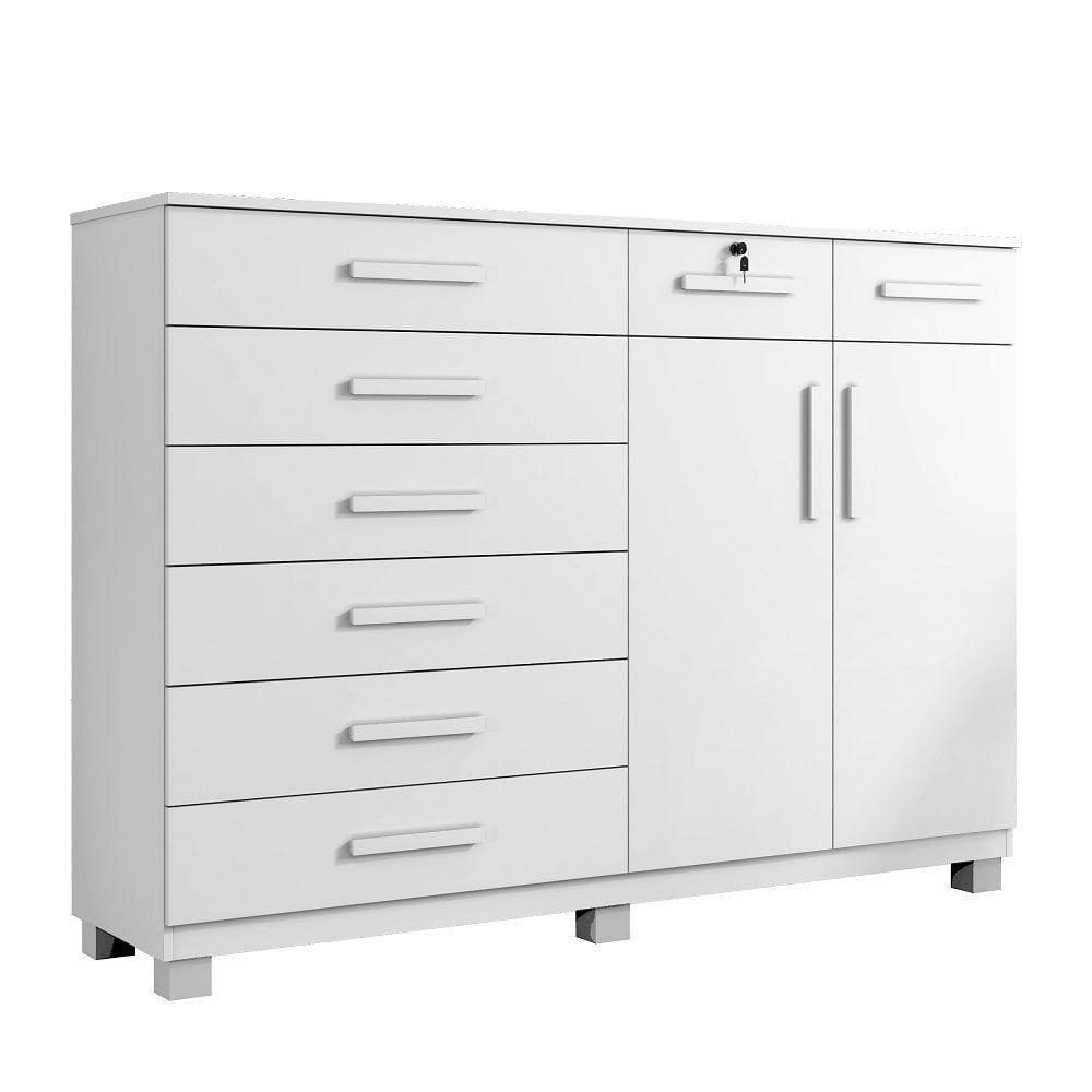 Cômoda New Triunfo 8 Gavetas 2 Portas Benetil Branco