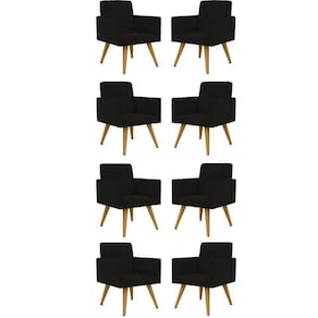 Kit 08 Poltronas Nina Decorativa Para Recepção Balaqui Decor Cor:preto