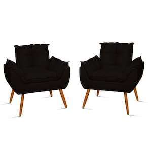 Kit 2 Poltrona Decorativa Opala Para Sala Recepção Luxo Cor:preto