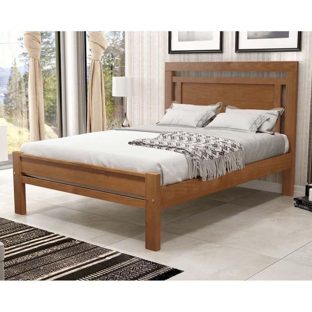 Cama Paris Para Casal  Imbuia P/ Colchão 128cm Ou 138cm