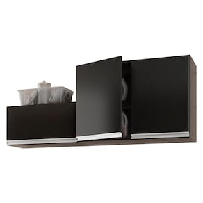 Kit área De Serviço E Lavanderia Com 02 Armários Aéreo 80cm E 60cm 100% Mdf Preto - Abmaza