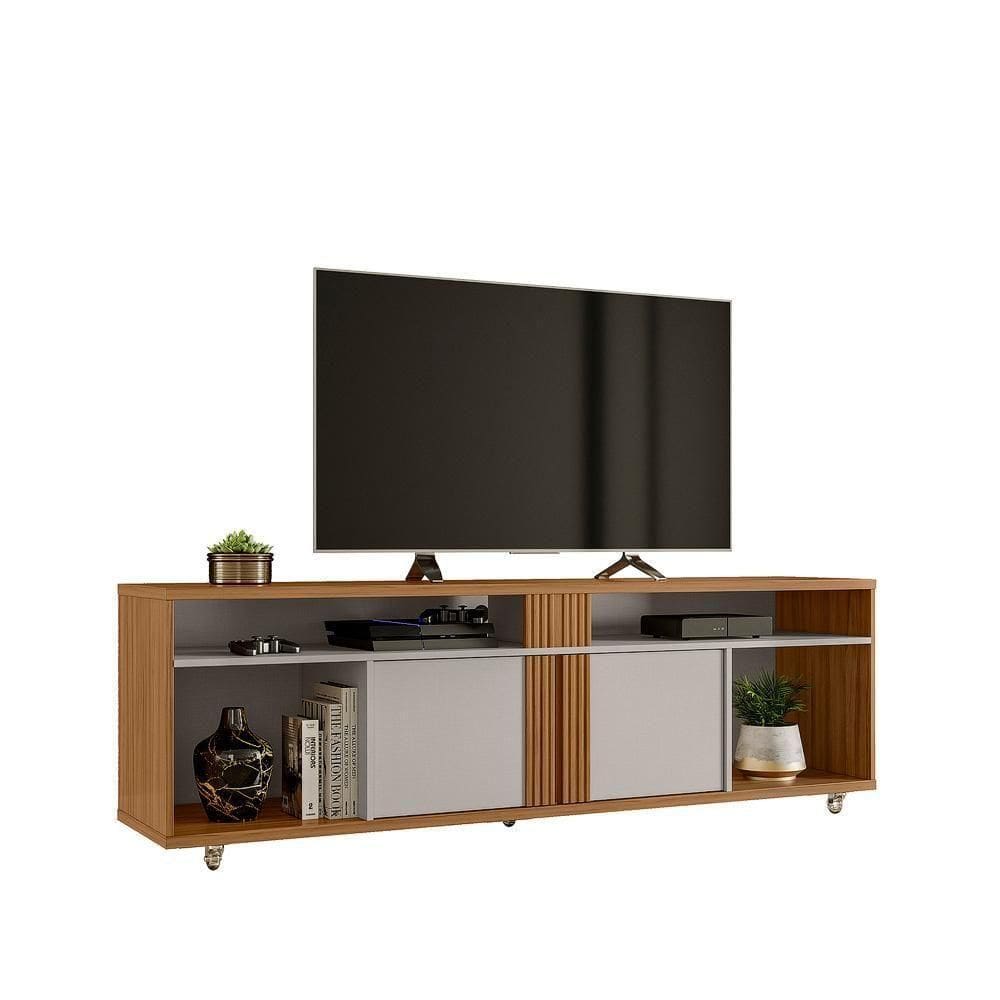 Rack Para Sala Tv Até 70" Nt1290 Freijó Trend Com Off White Tx Notável Móveis