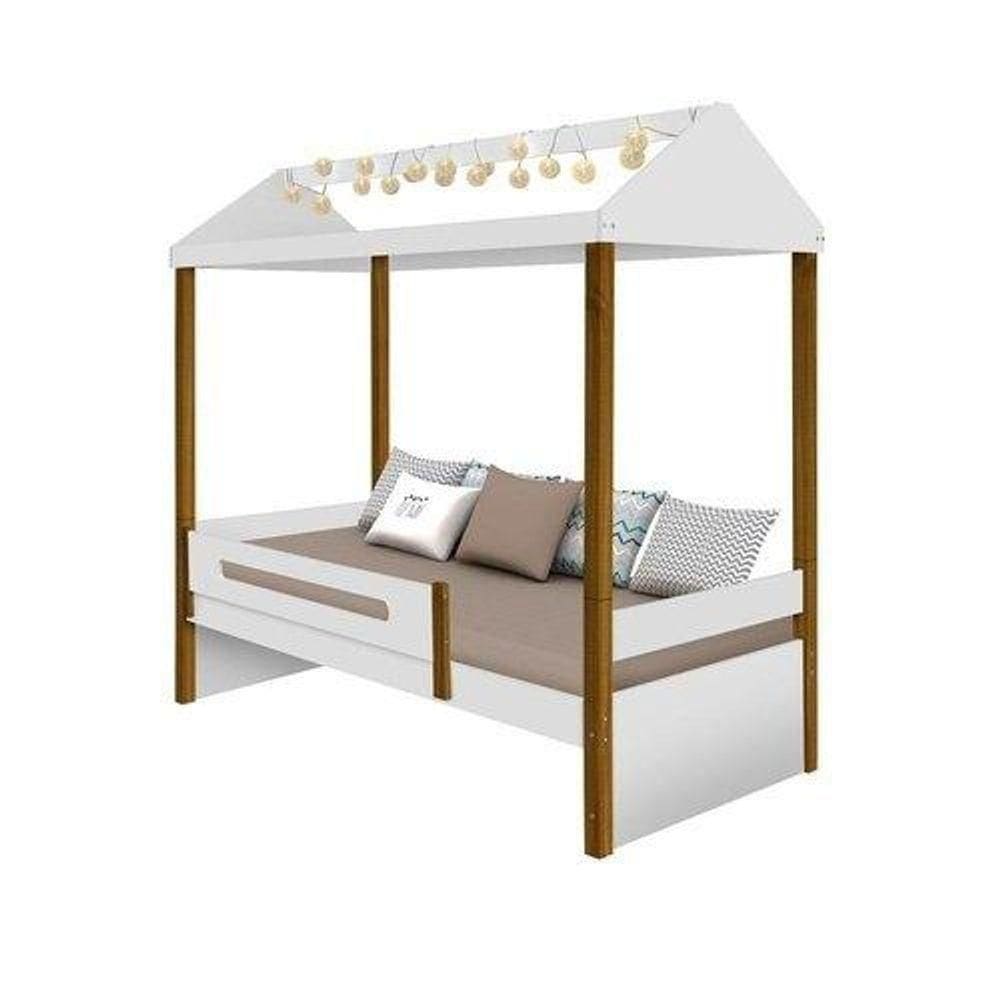Cama Solteiro Sara Branco Mel Com Led