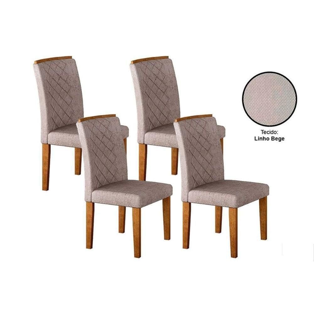 Cadeira Sala De Jantar Jade Kit 4 Un Imbuia/bege Turim - Rufato