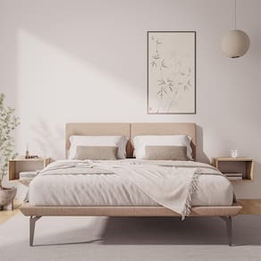 Estrutura Para Cama Japonesa Toquio King Com Cabeceira Almofada Linho Bege - Cor: Bege