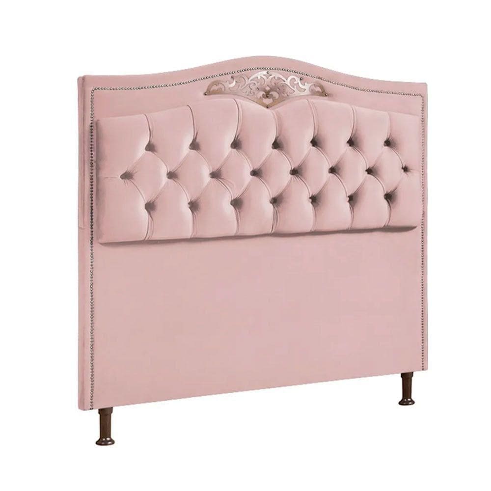 Cabeceira Estofada Holanda 1,60 Queen Veludo Speciale Home Rose