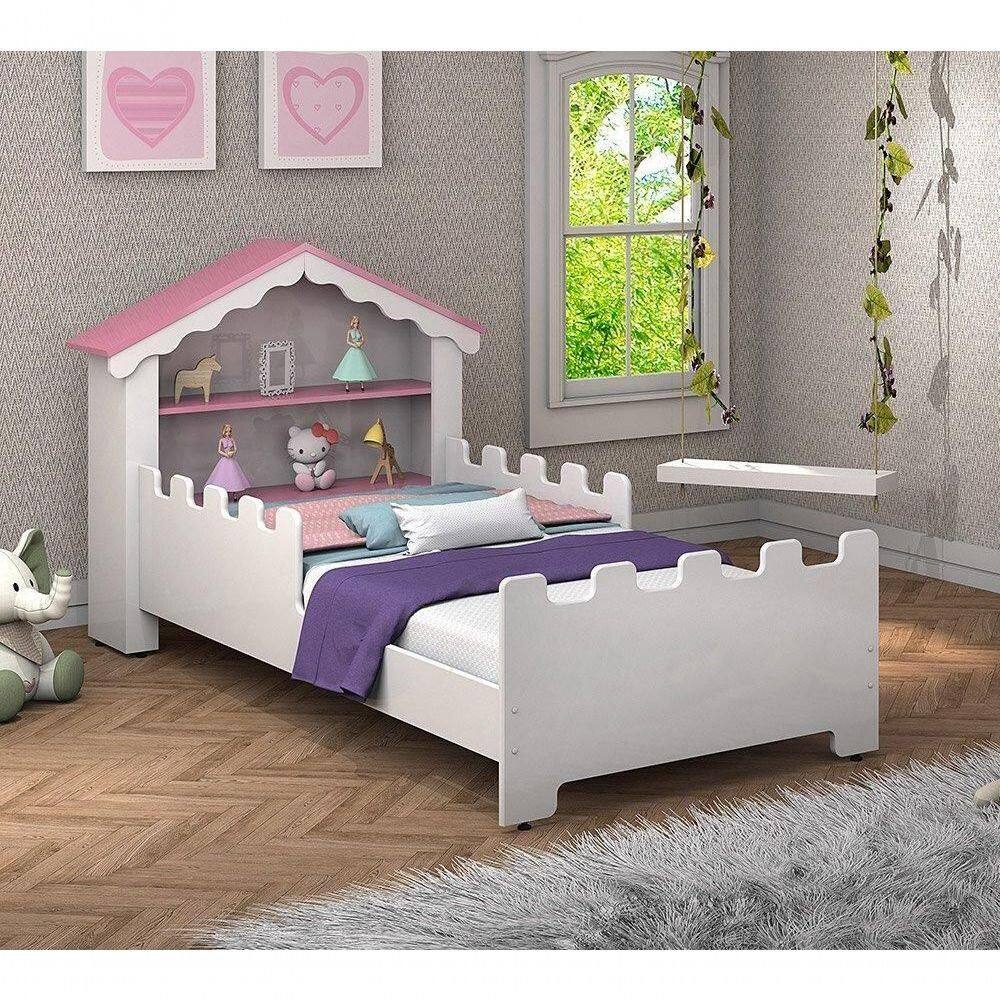 Cama Juvenil Princesa Branco/rosa- Vitamov