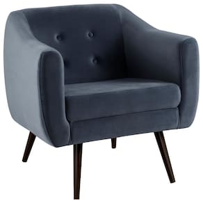 Poltrona Decorativa Base Tabaco 7015 Veludo Azul Marinho Dmobiliario Azul Marinho