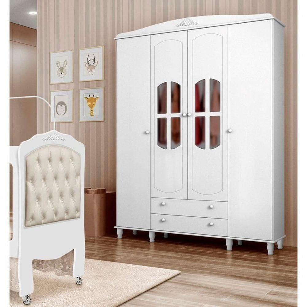 Guarda Roupa Infantil  4 Portas Branco