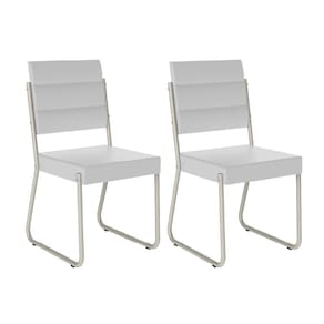 Conjunto 2 Cadeiras 1736 Tubo Prata Napa Branca Carraro