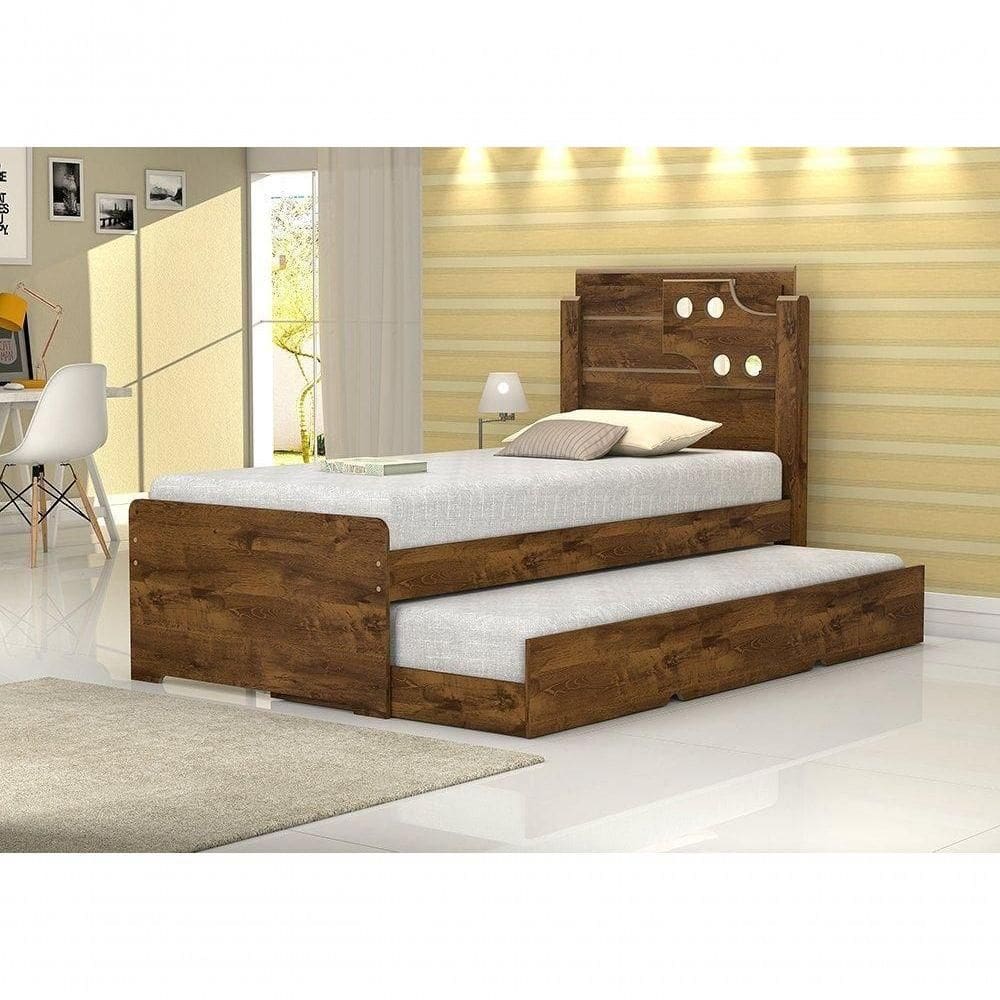 Cama De Solteiro Bibox Luiza Malbec Com Auxiliar - Vitamov 0420893