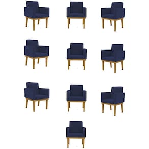Kit 10 Poltronas Decorativa Reforçada Salão Cor:azul-marinho