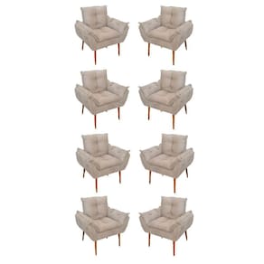 Kit 08 Poltronas Opala Decorativas Sala De Estar Suede Cor:bege