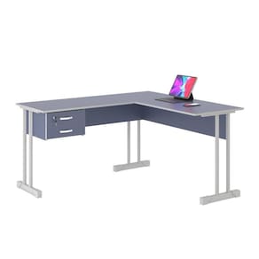 Mesa De Escritório Azul Em L Escrivaninha Com 2 Gavetas