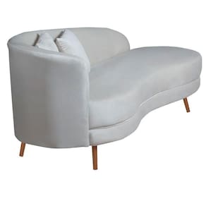 Chaise Longue Divã Emili Em Madeira De Reflorestamento 160cm Veludo Speciale Home Bege Marfim