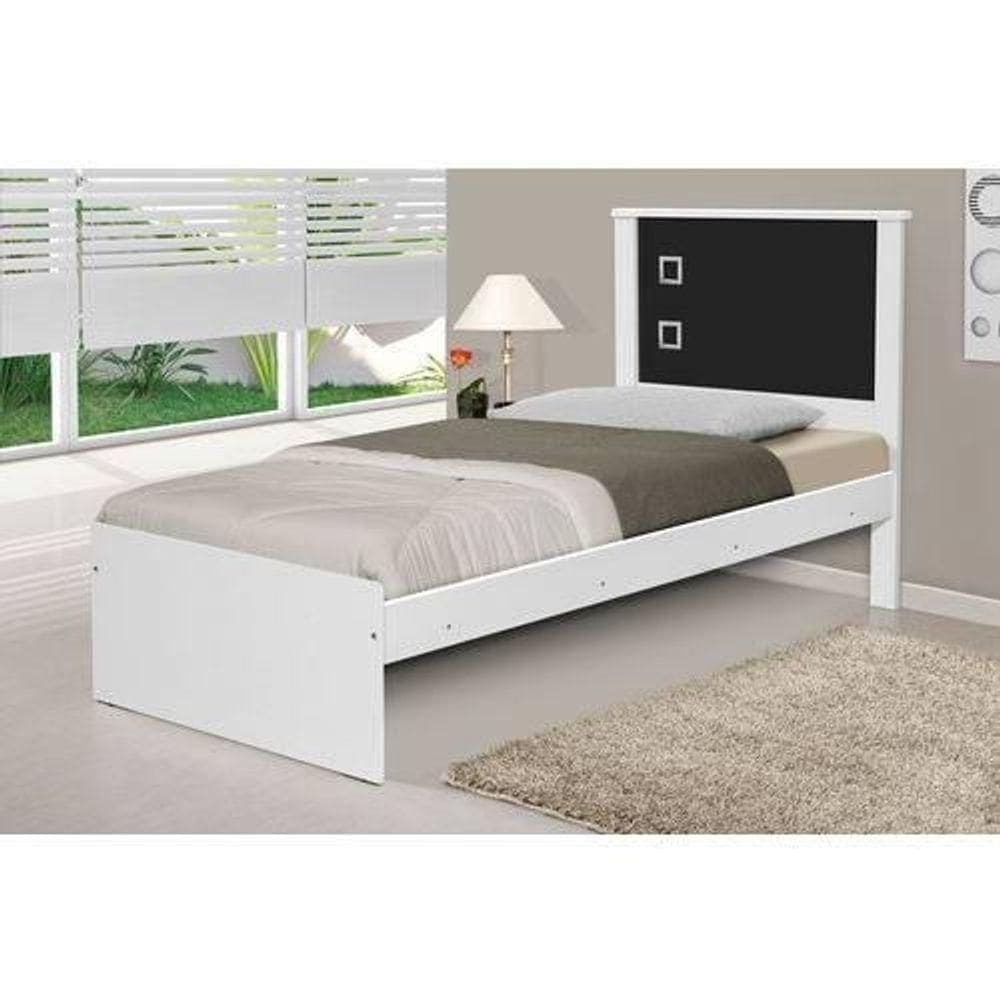 Cama Barcelona Solteiro Branco-preto - Tebarrot