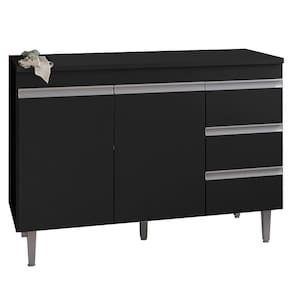 Balcao Com Tampo 120 Cm 2 Portas Andreia Preto Reajl Preto
