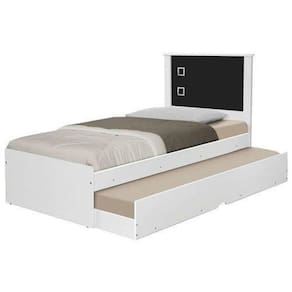Cama Barcelona Solteiro Branco-preto Com Cama Auxiliar E Colchão - Tebarrot