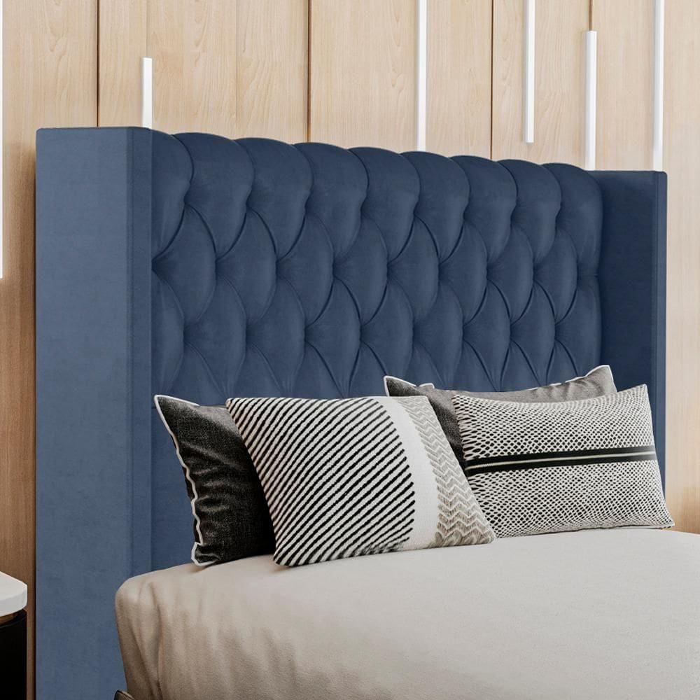 Cabeceira Casal 138 Cm Toquio Veludo Azul Soon Azul