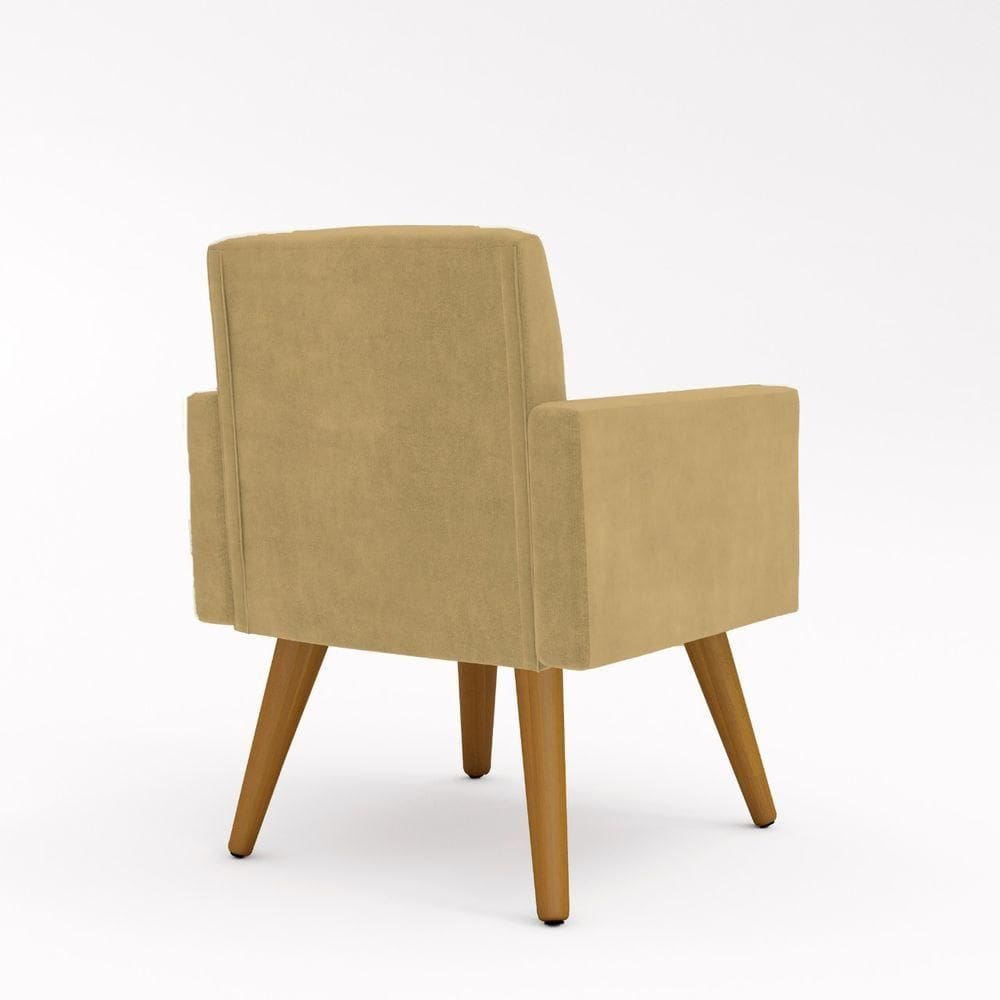 Poltrona Decorativa Para Apartamento - Sala Quarto Cor:capuccino