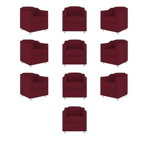 Kit 10 Cadeira Poltronas Decorativas Recepção Clinica Suede Cor:marsala