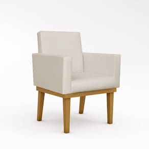 Kit 05 Poltronas Decorativas Courino, Sala Quarto Esctitório Cor:courino Bege