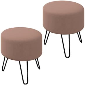 Kit 2 Puff Puf Para Sala Pes Metal Small Veludo Sl 949 Peer Sl 949