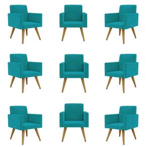 Kit 09 Cadeiras Poltronas Decorativa - Escritório - Recepção Cor:azul-turquesa