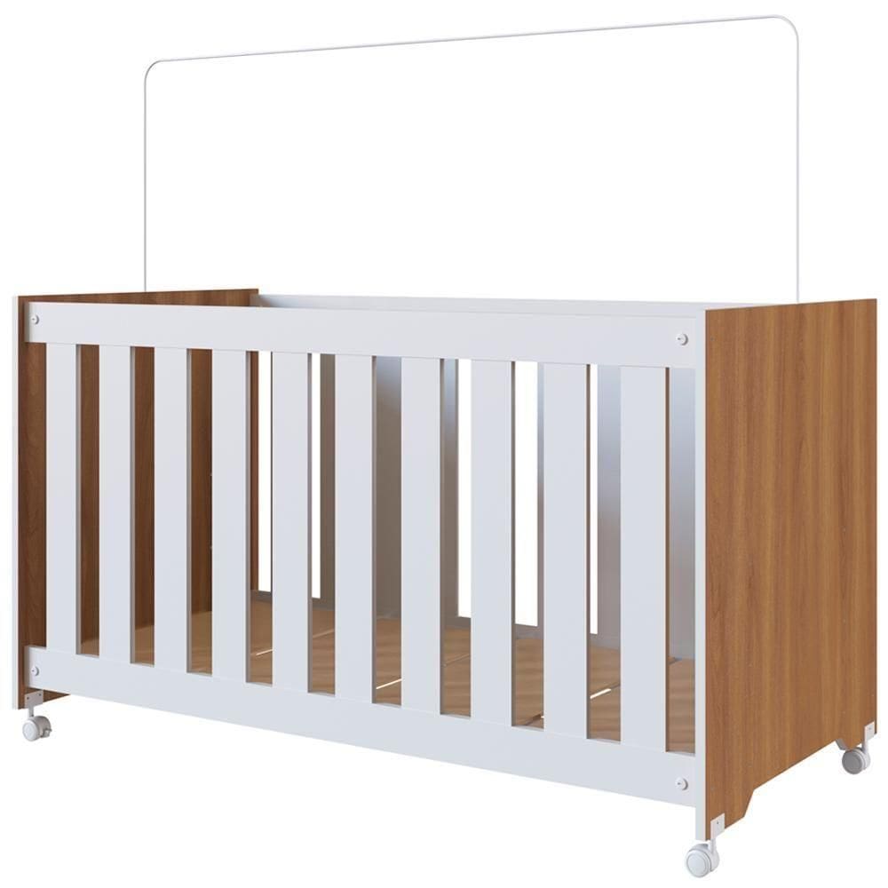Berço Infantil Com Rodizios La002 Nogal Manchester Branco Comm Nogal Manchester Branco