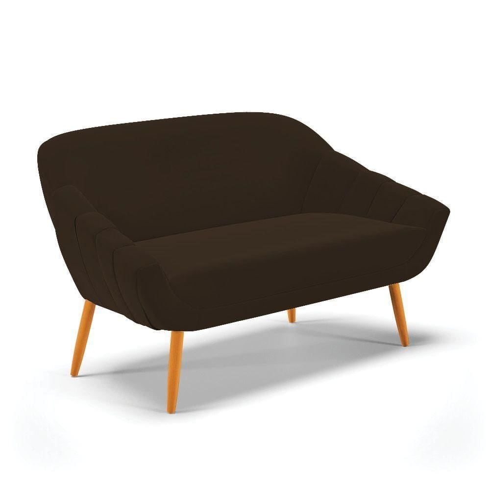 Namoradeira 02 Lugares Giovana Suede Pés Palito Castanho - D`rossi Marrom
