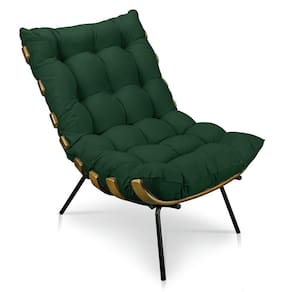 Poltrona Costela Veludo Verde Base Metálica Pallazio