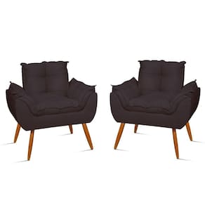 Kit 2 Poltronas Para Sala Decorativa Opala Suede Cor:cinza