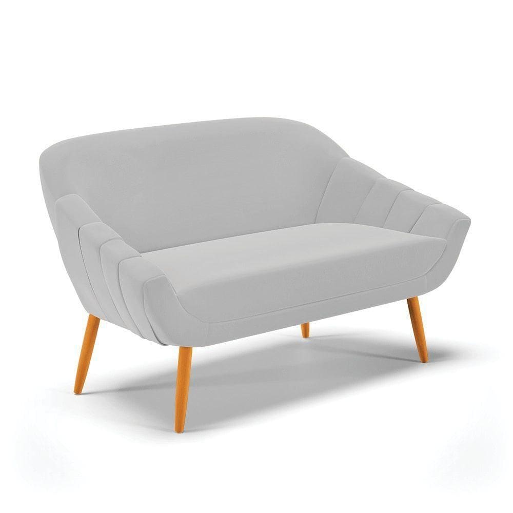 Namoradeira 02 Lugares Giovana Suede Pés Palito Castanho - D`rossi Cinza