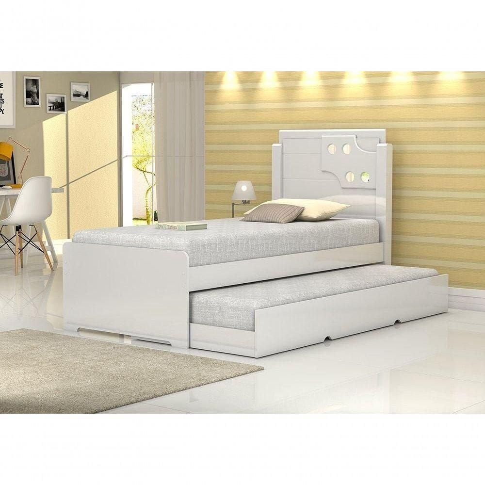 Cama De Solteiro Bibox Luiza Branco Com Auxiliar - Vitamov