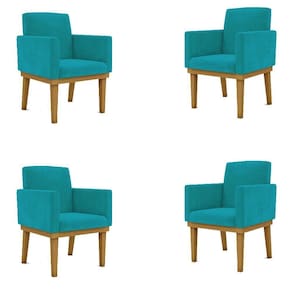 Kit 04 Poltronas Decorativa Reforçada Mesa Cozinha Cor:azul Turquesa