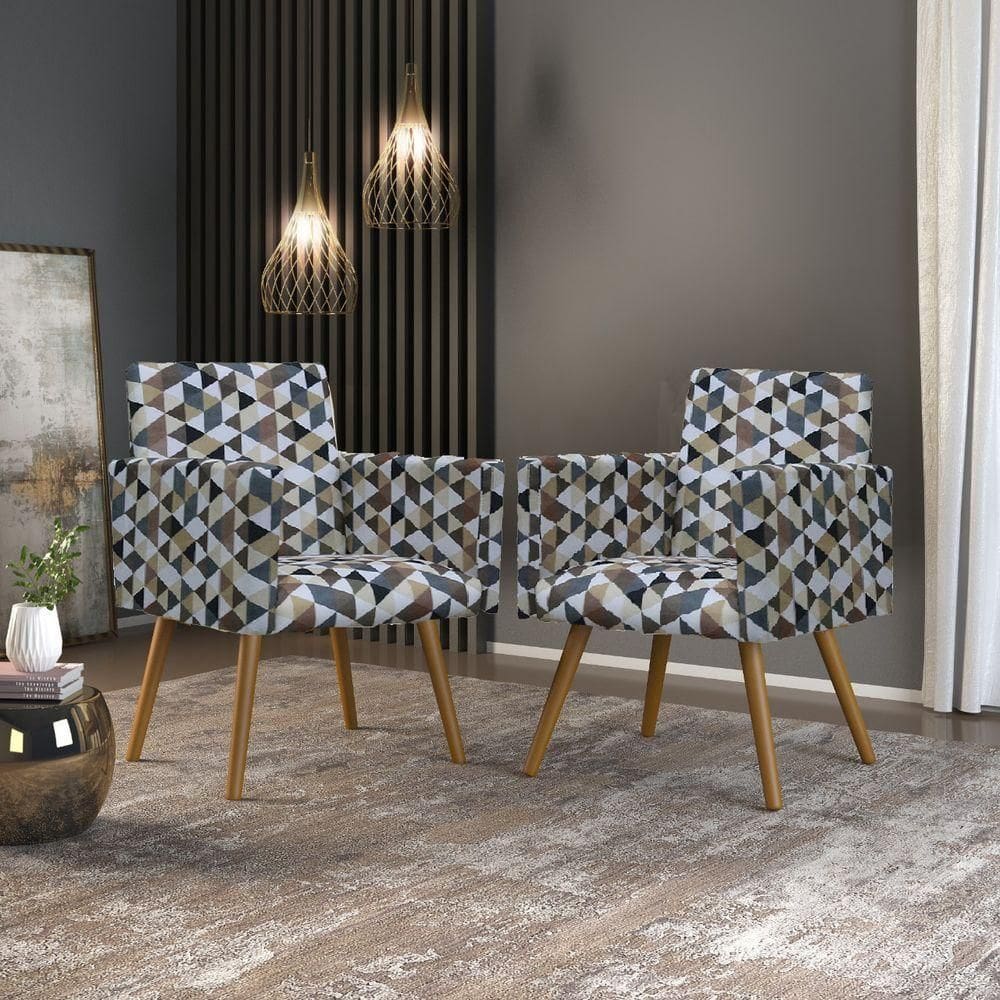 Kit 02 Poltronas Decorativas Com Estampa Triangulo