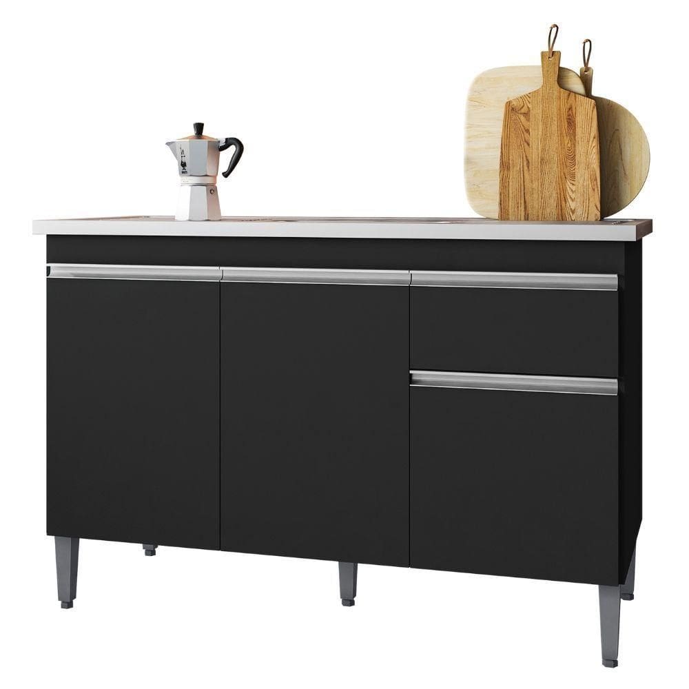 Balcão Para Pia Tatiane 120 Cm Preto Ajl