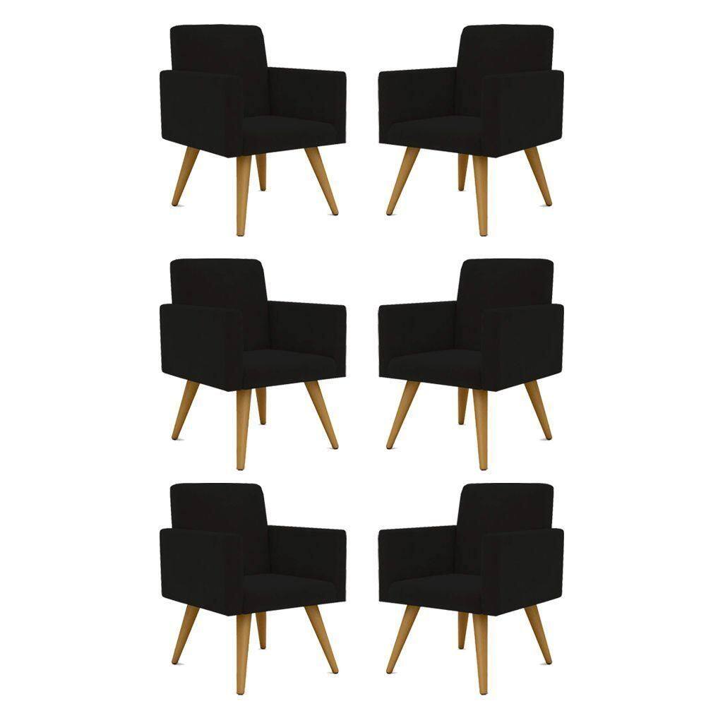 Kit 6 Poltronas + Namoradeira Poltrona Decorativa Preto