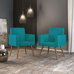 Kit 02 Poltronas Decorativa Sala Cor Azul Turquesa
