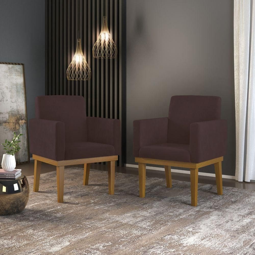Kit 2 Poltronas Decorativa Base Reforçada Marrom